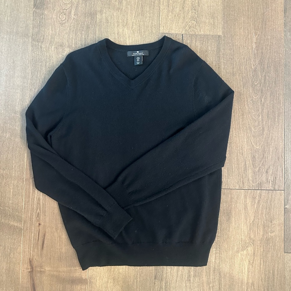 Black V-neck Wool Sweater